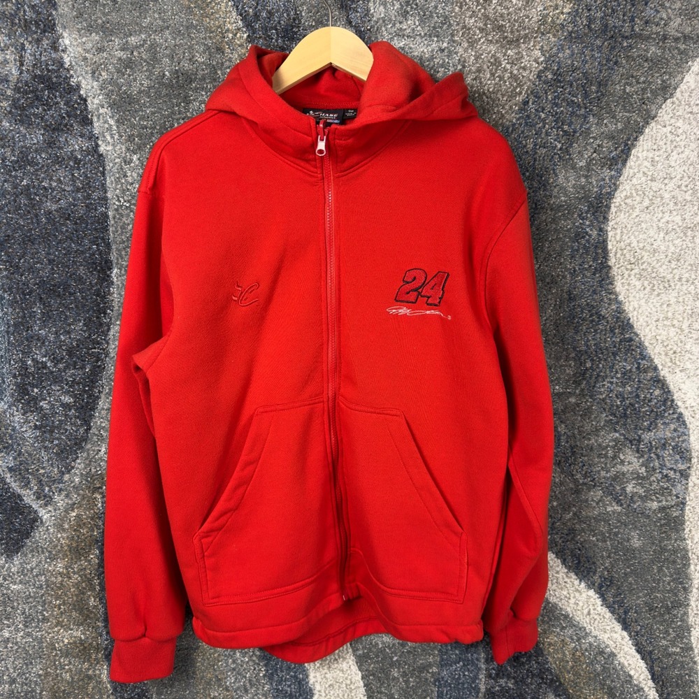 Vintage Chase Authentics NASCAR Jeff Gordon Hoodie Mens SM Red Racing 24 Zip Up